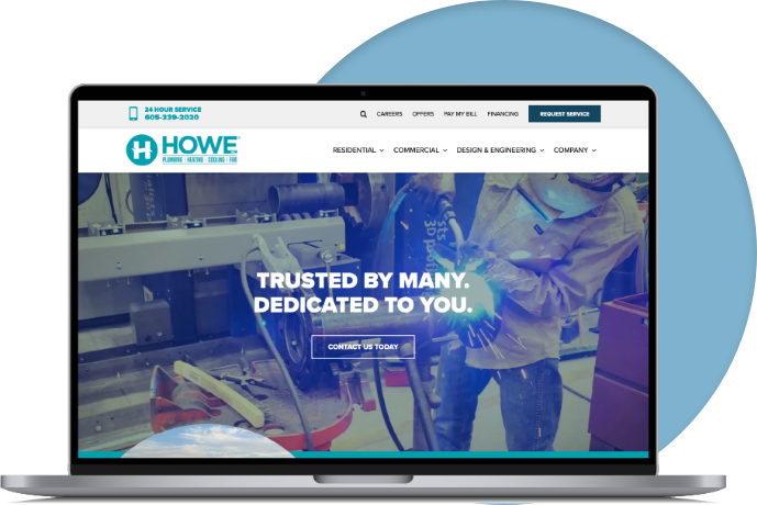 Howe website on laptop screen